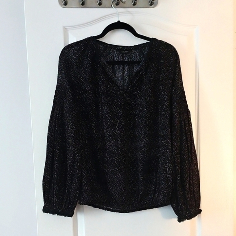 Lucky Brand Black Puff Sleeve Blouse